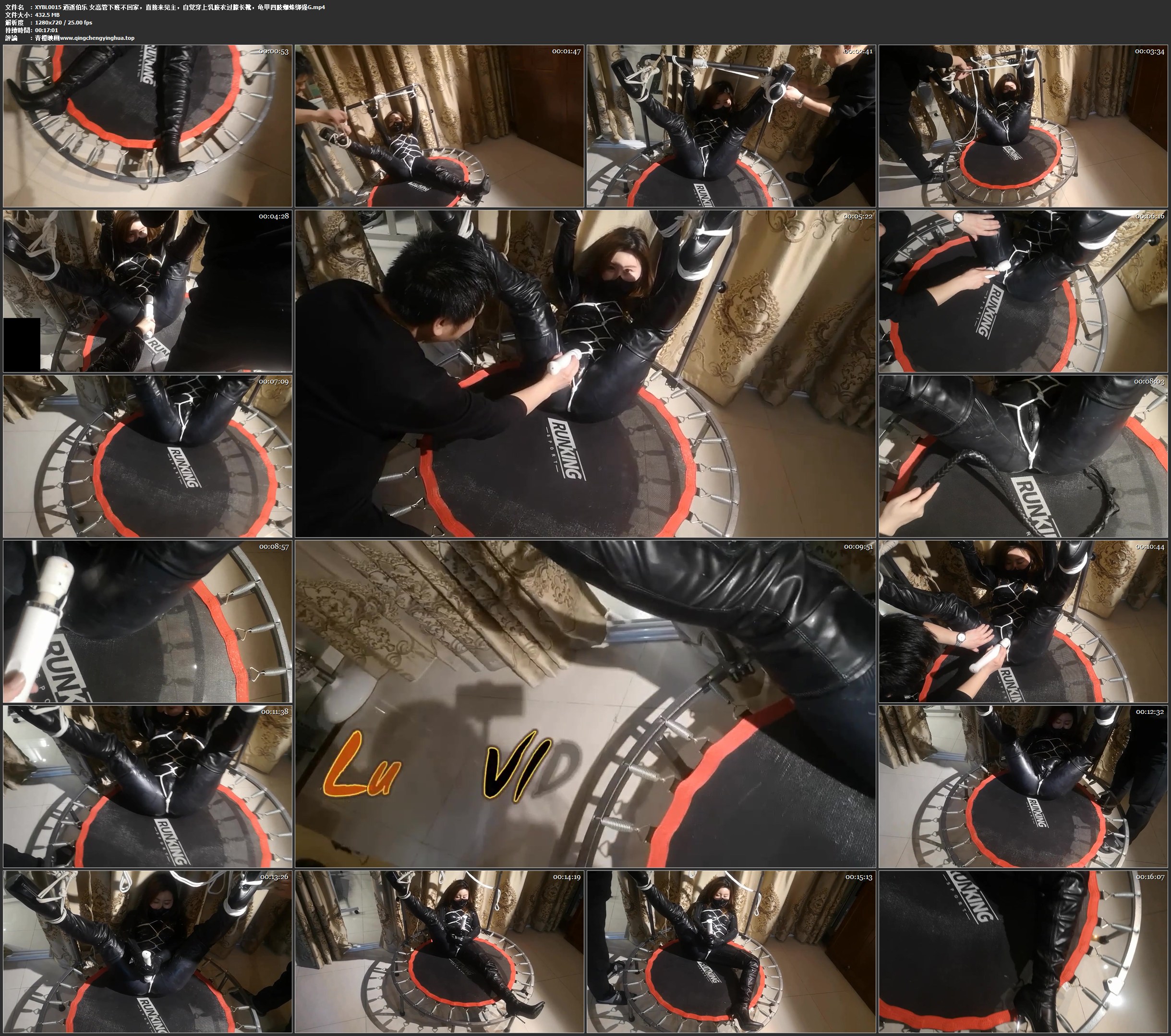 逍遥伯乐 女高管下班不回家，直接来见主，自觉穿上乳胶衣过膝长靴，龟甲四肢蜘蛛绑强G